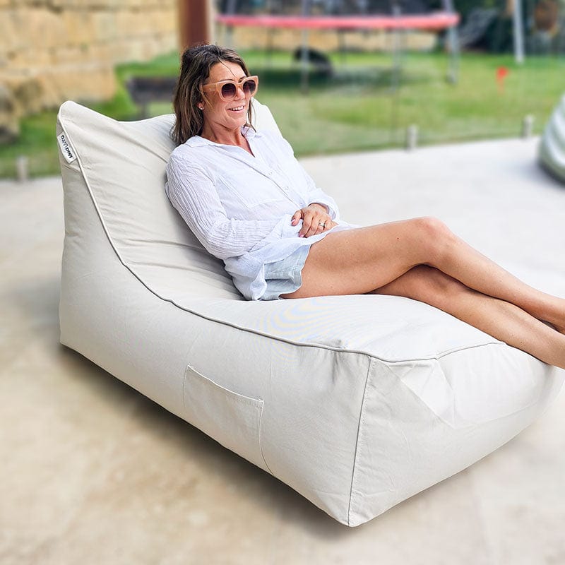 Natural Lachlan Lounger – premium outdoor bean bag with supportive comfort and weather-resistant fabric
