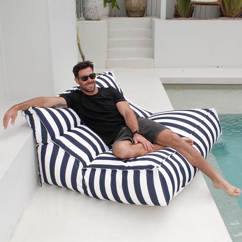 Lana Double Bean Bag – In-Pool Lounger for Outdoor Relaxation - Navy Stripe