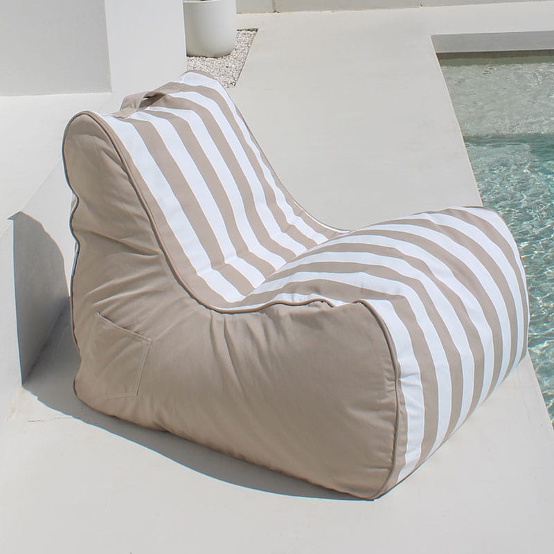 Bora Bora Bean Bag Chair (taupe & white stripe) by Mooi Living