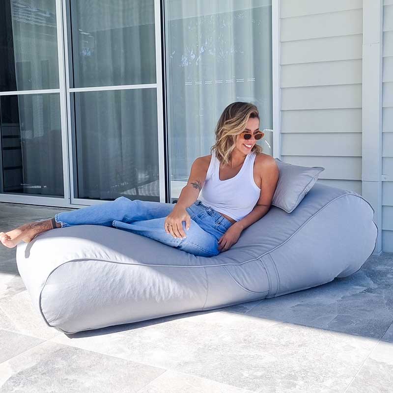 Grey Isla Recliner Sunlounge Outdoor Bean Bag