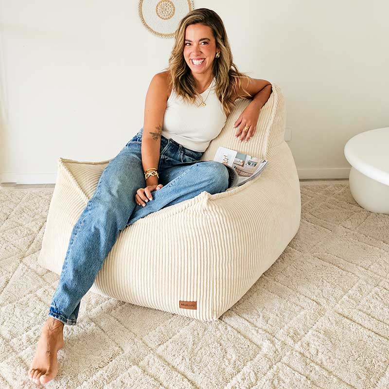Mooi Cord Bean Bag Chair in Natural – soft corduroy bean bag offering textured comfort and modern indoor style