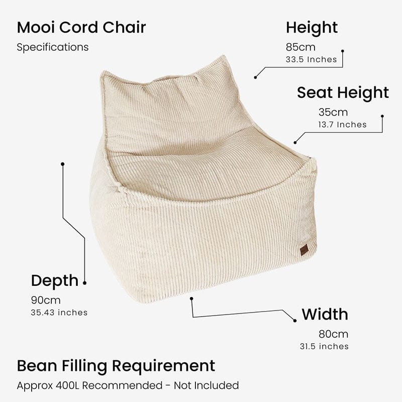 Mooi Cord Bean Bag Specifications
