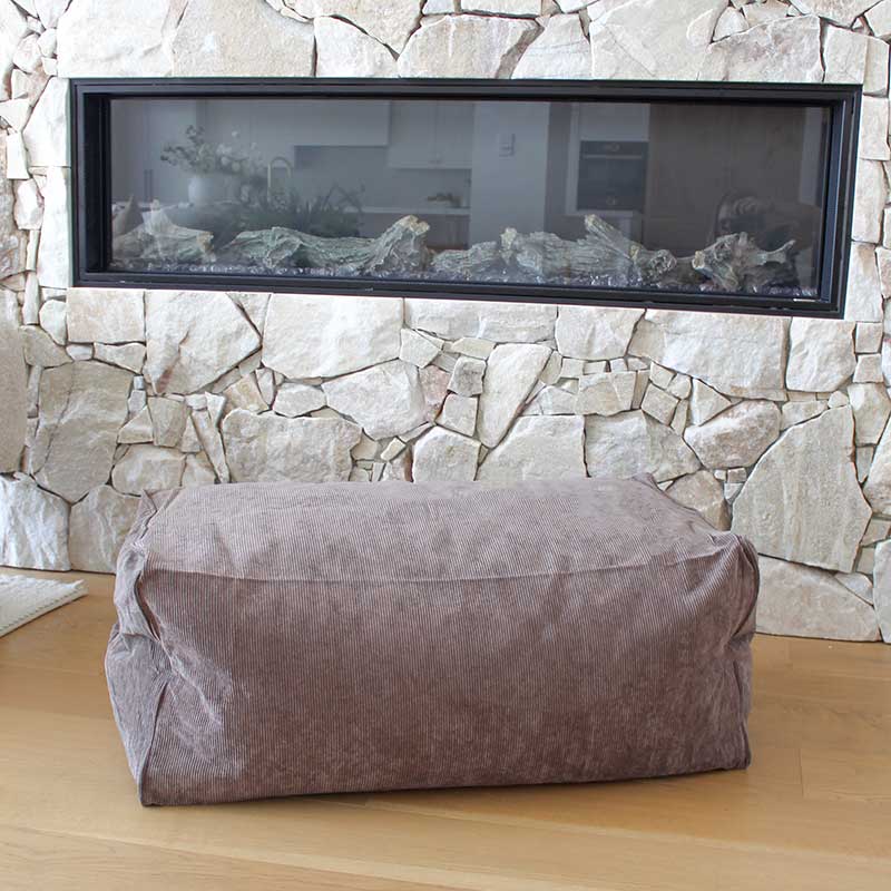 Modern bean bag ottoman in corduroy – sleek, contemporary seating for indoors