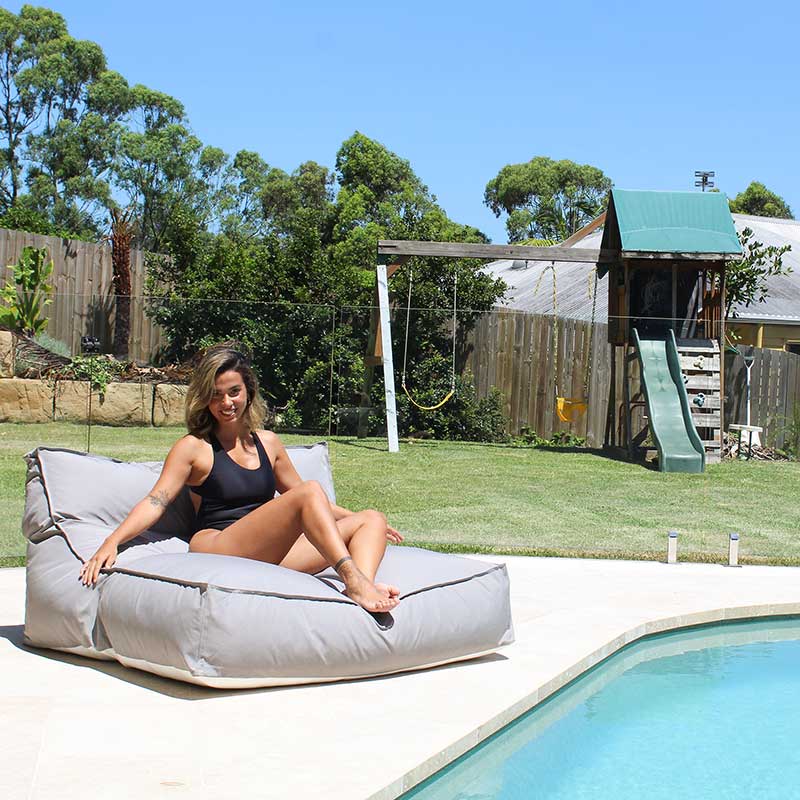 Pumice Stone Lana Lounger Pool Float outdoor Bean Bag by Mooi Living – double seater bean bag pool float for ultimate poolside comfort