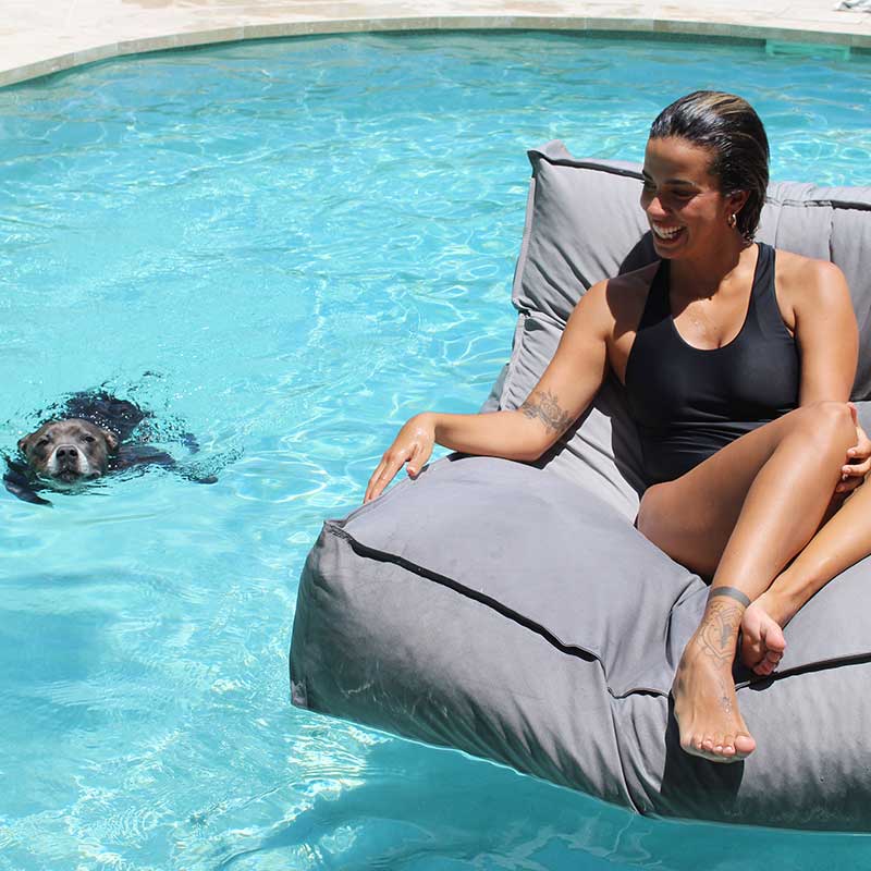 Lana Lounger outdoor Bean Bag by Mooi Living – luxury bean bag pool float built for comfort and durability - Pumice Stone