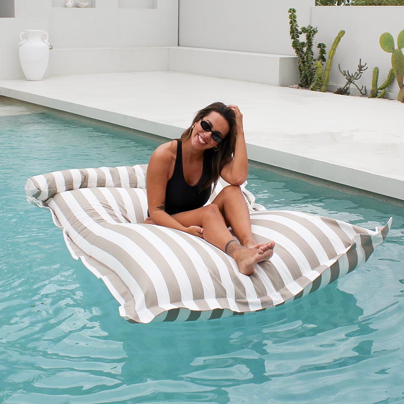 Luxe Floating Bean Bags - Santorini Float by Mooi Living in Taupe Stripe
