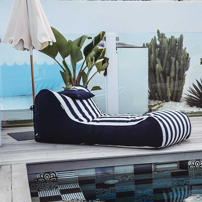 Cojelo Suave Navy & white Stripe outdoor Bean Bag by Mooi Living