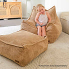 Mini Mooi Cord Bean Bag Chair and Ottoman indoor bean bag by Mooi Living– soft, kid-sized corduroy set for cozy indoor lounging