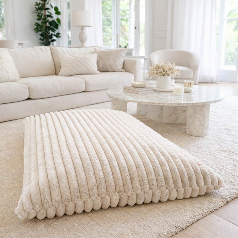 Plush champagne large bean bag designed for adult relaxation and comfort