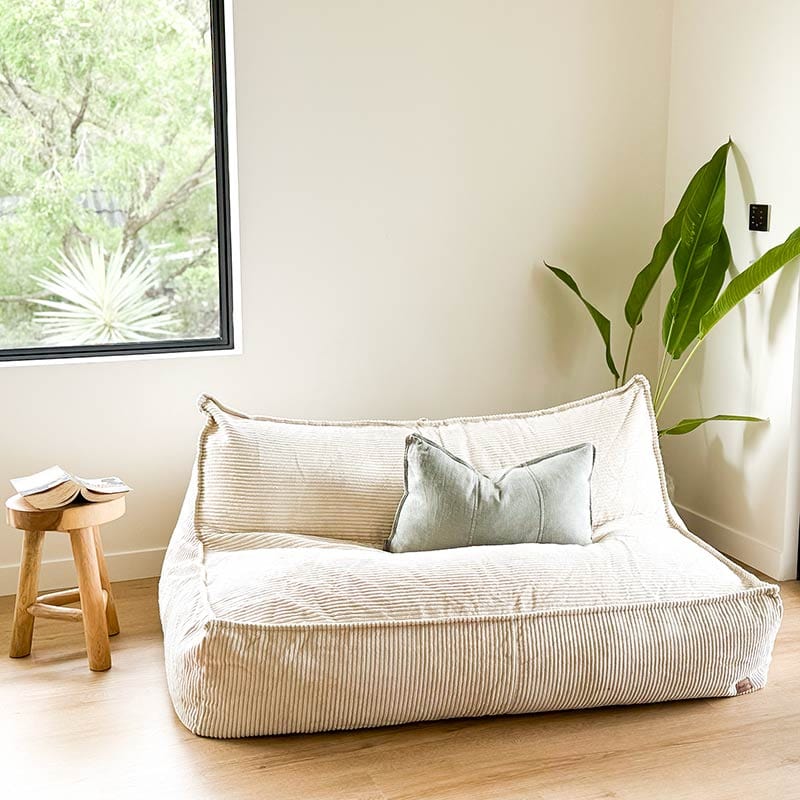 Indoor double bean bag chair in cord fabric – cozy, limited edition Mooi design - Beige