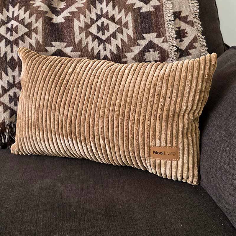 Caramel corduroy cushion indoor Bean Bag by Mooi Living. brand label. This cushion is a perfect match to our Cord Chair, Double Cord Lounger, and Corduroy Cloud.