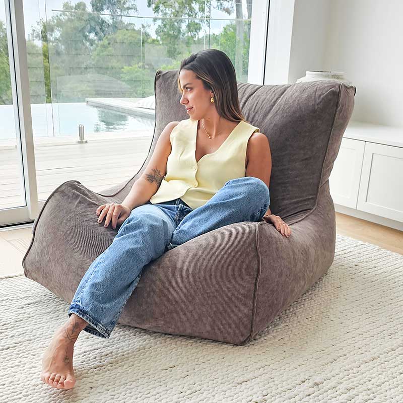 Brooklyn Corduroy Bean Bag – comfortable indoor bean bag with a minimalist, modern look - Nutmeg