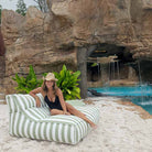 Luxury Bean Bag Float outdoor bean bag by Mooi Living - Lana Lounger Sage Green Stripe