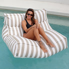 Taupe Stripe Lana Lounger Float outdoor bean bag by Mooi Living