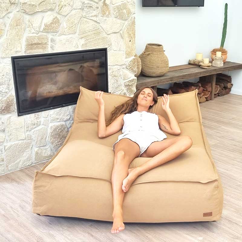 Boss Double Seater Bean Bag Couch | Tan | indoor Bean Bag by Mooi Living