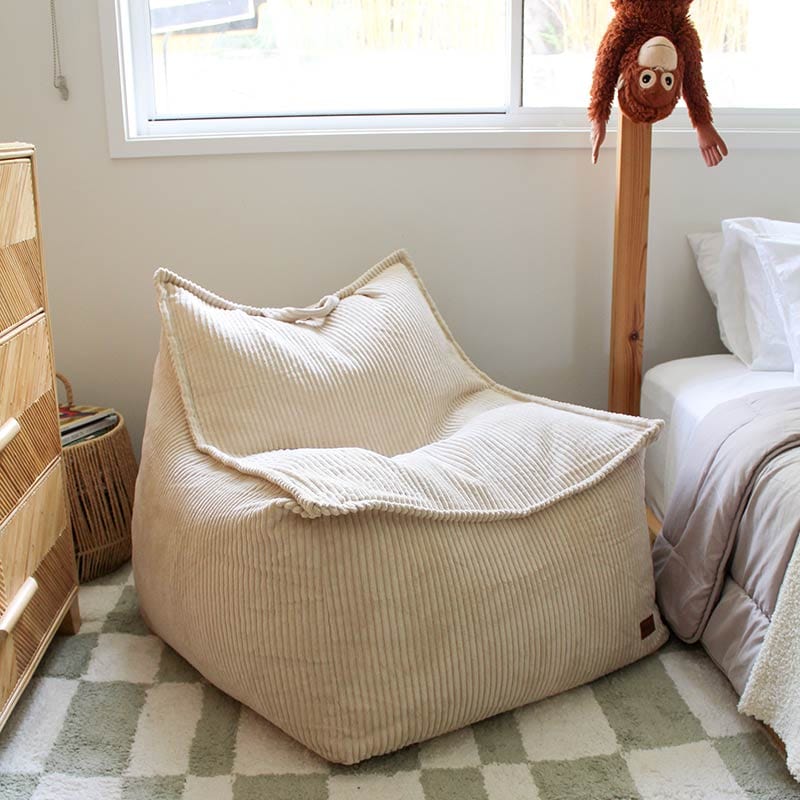 Mini Mooi Cord Bean Bag Chair – soft, kid-sized corduroy set for cozy indoor lounging