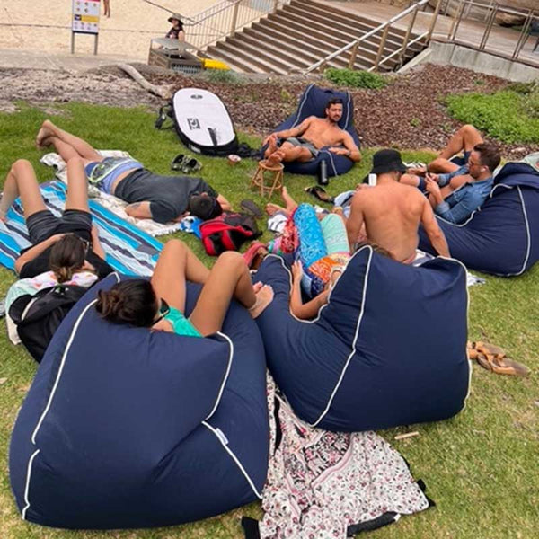 Customer Pic featuring our solid Bora Bora  bean bag chairs. located in coastal South Australia
