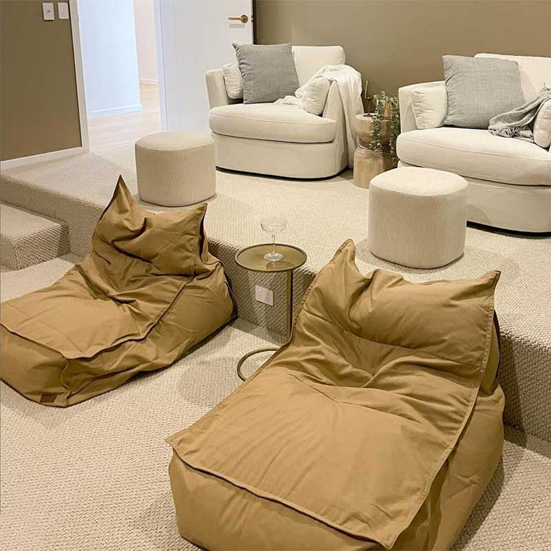 Customer pic of the Cotton Boss Bean Bag Chairs, indoor bean bag by Mooi Living in Tan in a theatre room