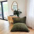 Corduroy Cloud in Olive Green indoor bean bag by Mooi Living. A versatile corduroy bean bag designed for modern living - use it flat, upright, or hammock-style for effortless comfort in every corner of your home.