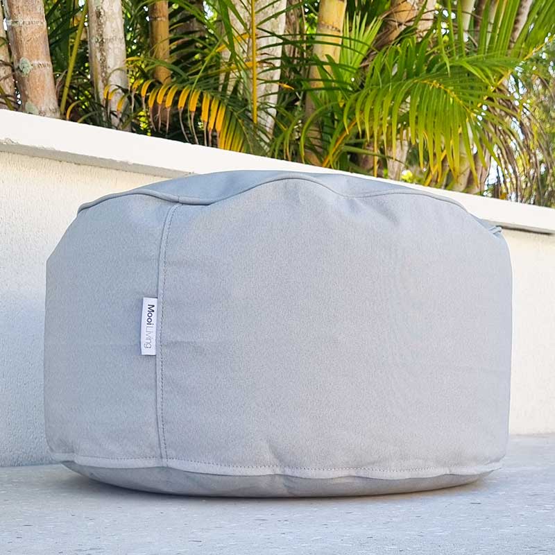 Heather Grey Outdoor Ottoman Bean Bag