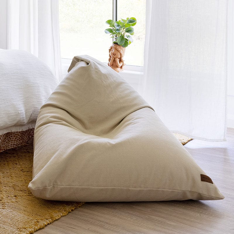 Mini Canvas Triangle Bean Bags | Natural |  indoor Bean Bag by Mooi Living