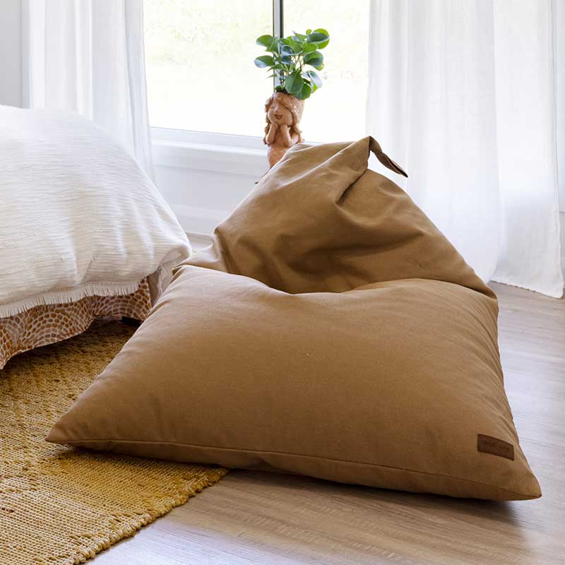 Mini Canvas Triangle Bean Bags | Tan | Mooi Living