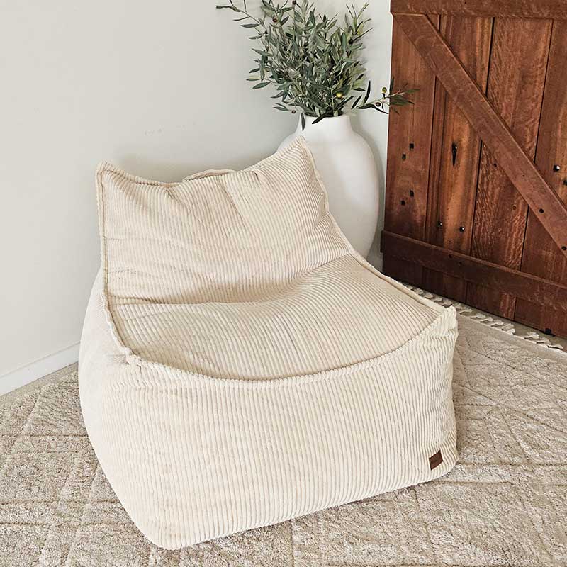Mooi Cord Bean Bag Chair in Natural – soft corduroy bean bag offering textured comfort and modern indoor style