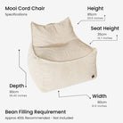Mooi Cord Bean Bag indoor Bean Bag by Mooi Living Specifications