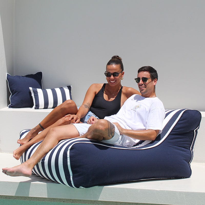 Stripe Navy & White Chill UV Double Lounger
