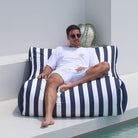 Stripe Navy & White Chill UV Double Lounger