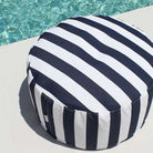Resort Stripe Navy & White Outdoor Ottomans Olefin