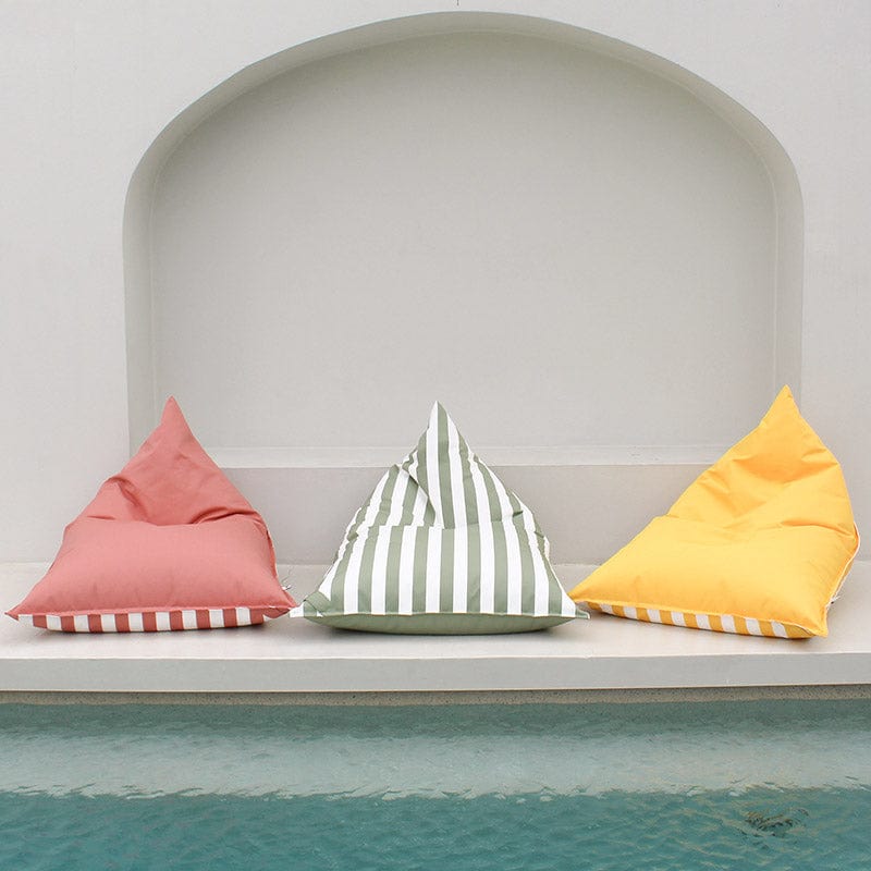 Triangle Bean Bag for Outdoors – weatherproof, portable chair ideal for sunny poolside relaxation
