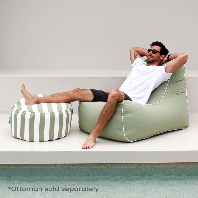 Bora Bora Bean Bag Chair & Outdoor Ottoman in Sage Green outdoor bean bag by Mooi Living