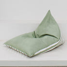 Sage Green Reversible Outdoor Bean Bag – bold stripes on one side, neutral on the other for versatile outdoor lounging