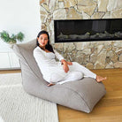 Contemporary boucle bean bag indoor bean bag by Mooi Living for indoor lounging - Taupe