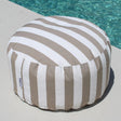 Classic Taupe Stripe Outdoor Ottomans Olefin by Mooi Living